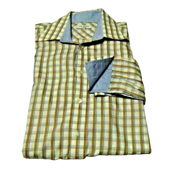 Mens Ted Baker London Button Front Shirt French Cuffs (Size 4 UK) USA Large - Picture 3 of 5